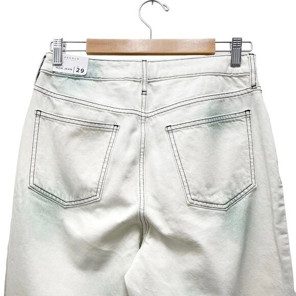 NWT PacSun Eco White & Green Mom Jeans Relaxed Fit Tapered Denim Size 29 | 8 NEW - Picture 7 of 13
